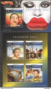 2015 Solomon Islands Salvador Dali Art Paintings #3446-50 1+1 ** Ls497