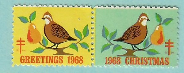 Christmas Seals from 1968 MNH Attached Pair