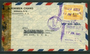 Nicaragua 1943 Momotombo Airmail Censored Cover U706 ⭐⭐⭐⭐⭐