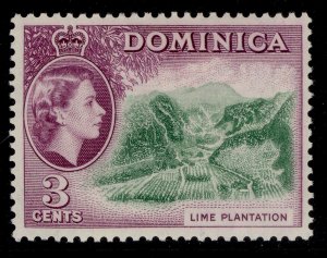 DOMINICA QEII SG143, 3c green & purple, M MINT.