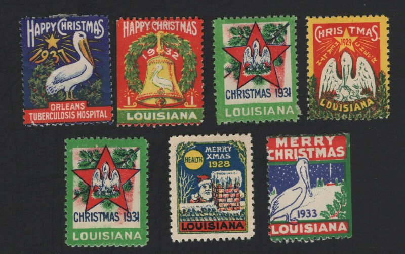 United States MINT 7 LOUISIANA CHRISTMAS SEALS -  BARNEYS