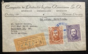 1949 Asuncion Paraguay Airmail Commercial Cover To Baltimore MD USA