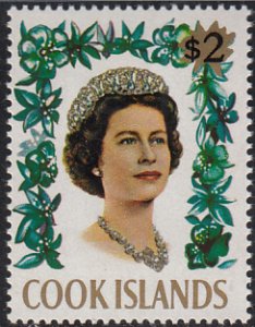 Cook Islands 1967-69 MH Sc #217 $2 Queen Eliabeth II invisible gum