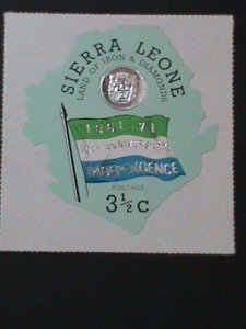 ​SIERRA LEONE-1971-SC# 417-LOVELY FLAG & LION HEAD SILVER EMBOSSED -MINT VF