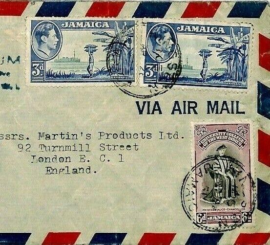 Jamaica Commercial Air Mail Cover {samwells-covers} 1951 CS135