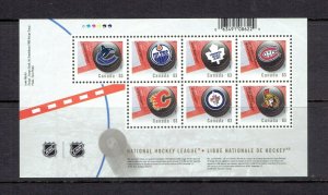 CANADA - CP - 2013 CANADIAN NHL TEAM LOGOS SOUVENIR SHEET - SCOTT 2661 - MNH