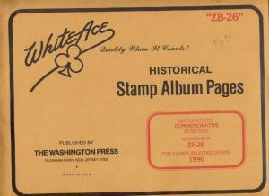 US Stamp White Ace Pages for Commemorative Mail Early Blocks 1972