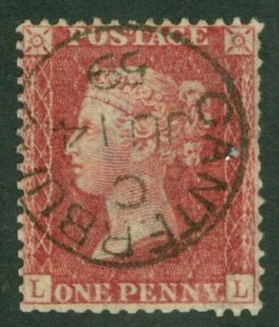 SG 41 1d deep rose-red lettered LL. Very fine used with a Canterbury CDS, June..