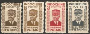 1942-4 Indo-China Scott 217/222 Marshal Petain short set MNH