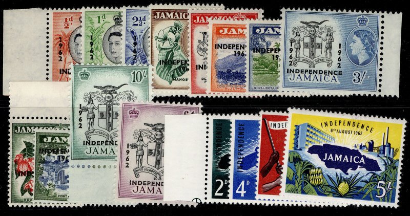 JAMAICA QEII SG181-196, complete set, VLH MINT. Cat £40.