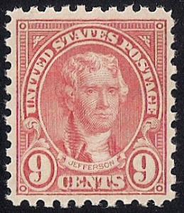 590 9 cent Jefferson, Rose Stamp mint OG NH VF