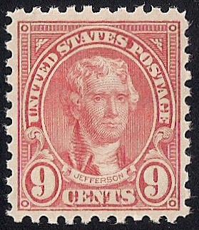 590 9 cent Jefferson, Rose Stamp mint OG NH VF