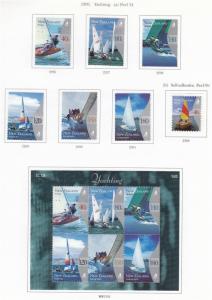 NEW ZEALAND # 1615-1620+1620a VF-MLH SET & S/SHEET YACHTING CAT VALUE $16+