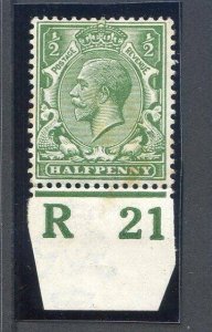 KGV 1/2d Green N14/1 R21(I) Control Single Mounted Mint