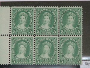 CANADA, NEW BRUNSWICK, SCOTT# 8, BLOCK OF 6, UNUSED (NO GUM)