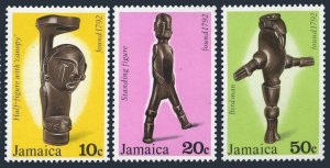 Jamaica 439-441, 441a sheet, MNH. Mi 439-441,Bl.14. Arawak Artifacts, 1978. Map.