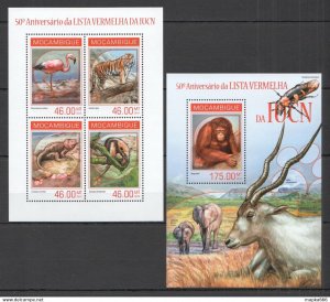 2014 Mozambique Fauna Animals Iucn Red List Kb+Bl ** St2453