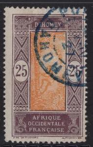 Dahomey    #55  1913 used  man climbing oil palm 25c  brn & org