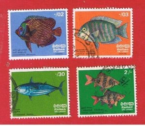 Sri Lanka #473-476  VF used  Fish  Free S/H