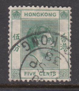 Hong Kong 1938 Sc 157 KGVI 5c Used