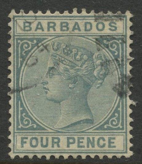 Barbados - Scott #64 -  QV - 1882 - FU - Single 4p Stamp