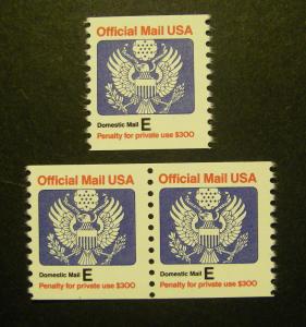 Scott O140, E (25c) Official  Pair & Single, MNH