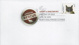 USPS DCP Cancels on Five FDCs (Cats Only) from the 2010 Animal Rescue Issue