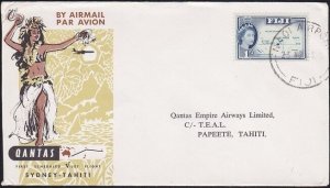 FIJI 1963 Qantas first flight cover to Papeete Tahiti......................A7778