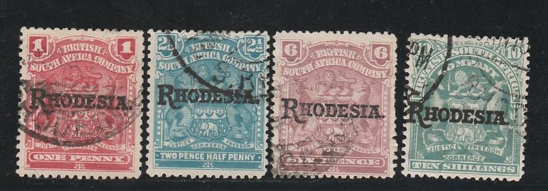 RHODESIA 1909 ARMS OVERPRINTED RANGE TO 10/-