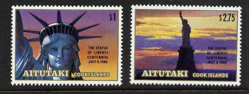 Aitutaki 394-5 MNH Statue of Liberty