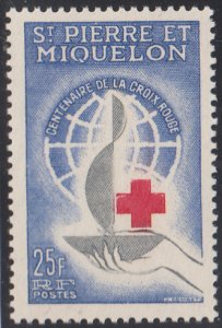 St Pierre et Miquelon 1963 MNH Sc 367 25fr Red Cross Centenary Issue