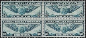 C24 Mint,OG,HR/NH... Block of 4... SCV $44.00...Bottom pair is Never Hinged...XF