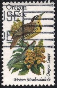 SC#1989A 20¢ State Birds & Flowers: Oregon; Perf 11¼ x 11 (1982) Used