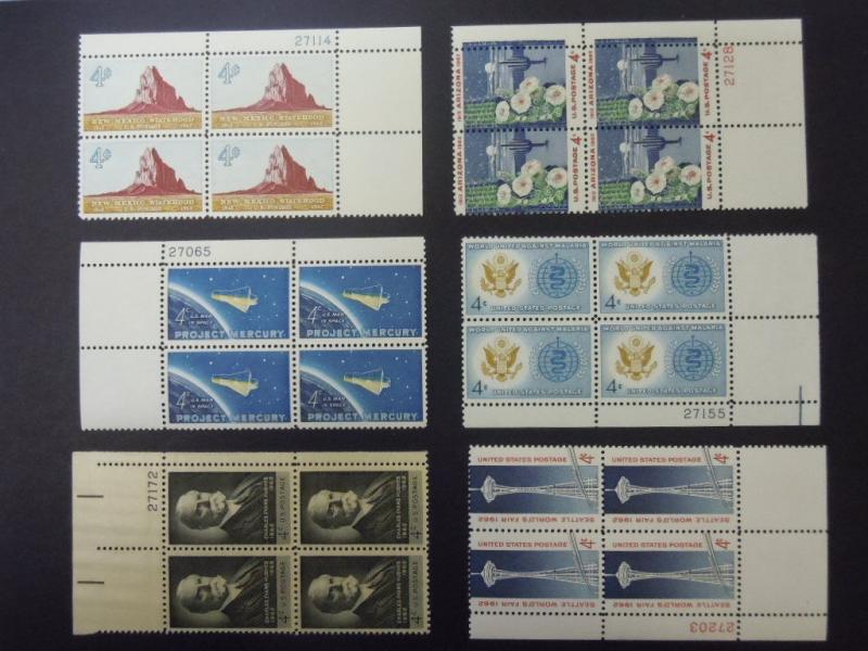 1962 US Commemorative Plate Block Year Set Complete  #1191-1207   MNH OG