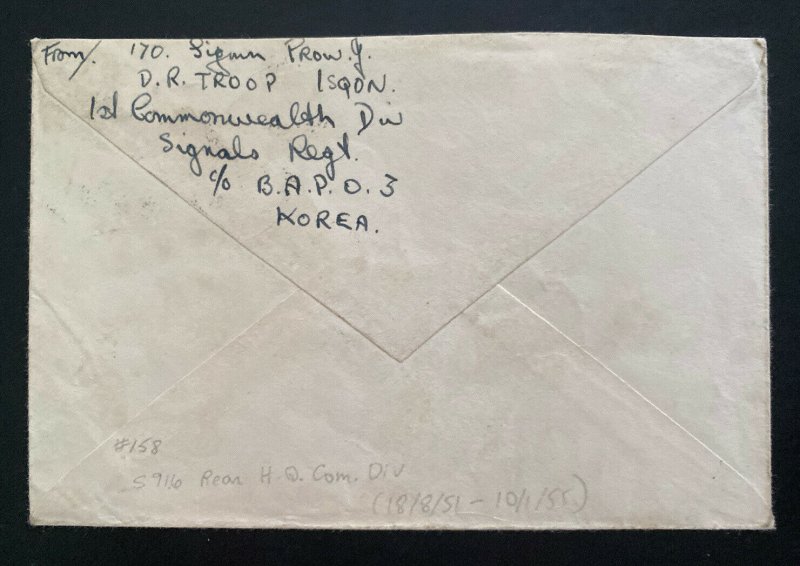 1951 Korea British Field Post On Active Service  Cover To London England
