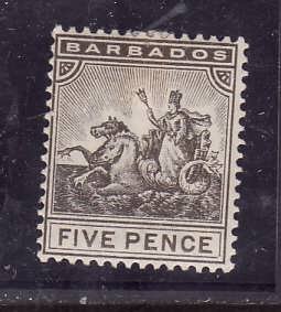 Barbados-Sc#75-unused light hinged 5p olive brown -id2-1892-1903-