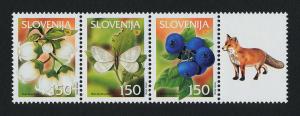 Slovenia 504a + label MNH Fruit, Flowers, Insect, Bilberries