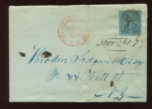 Scott 6LB5b US City Despatch Post Stamp Tied to 1845 Cover w/PF Cert (6LB5-PF1)