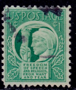 United States, 1943, Four Freedoms, 1c, #908, used**