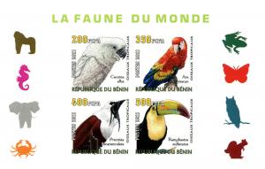 BENIN SHEET IMPERF BIRDS PARROTS