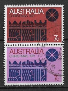 1971 Australia 508c & 508f Christmas/3 Kings se-tenant of 2 used