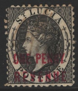 St Lucia QV 1d Postal Revenue Used Perf 12