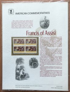 US CP174 Commemorative Panel Block of 4 #2023 Francis of Assisi SCV $10.00 L34