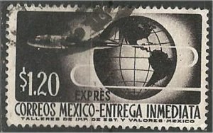 MEXICO  1962, used  1.20p, Plane Globe Scott E19