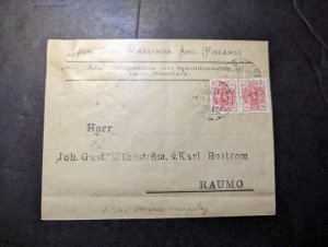 1901 Finland Cover Abo Turku to Raumo Gust Wikestrom Karl Bostrom