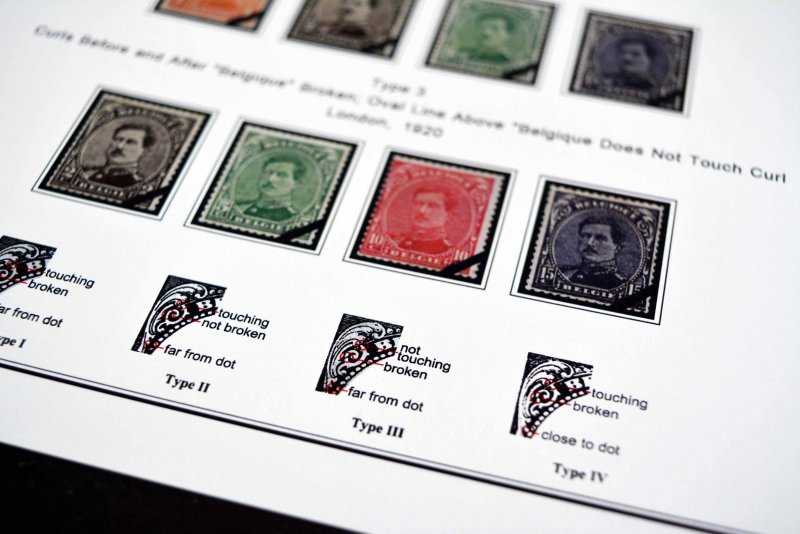 COLOR PRINTED BELGIUM [CLASS] 1849-1951 STAMP ALBUM PAGES (60 illustrated pages)