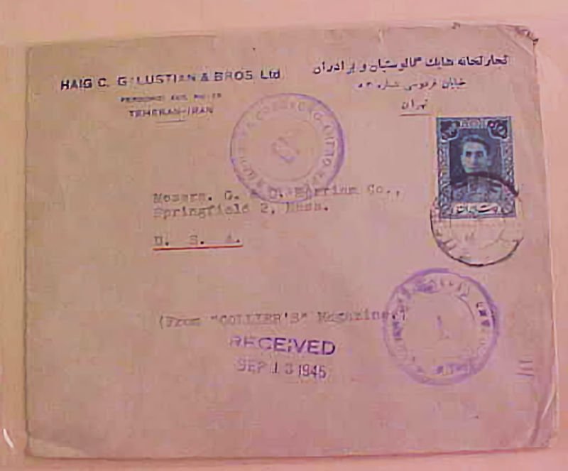 IRAN  SHAH 2 DIFF. CENSOR  1945 TO USA