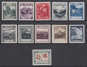 Liechtenstein Sc 95a/107b MLH/MNH. 1930 Perf 11½ Pictorials, cplt set less 100a