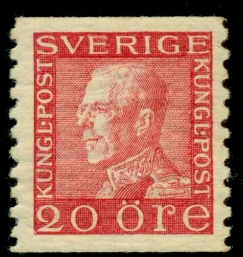 SWEDEN #171v (180b) 20ore red, WHITE PAPER var, og, NH, VF, Facit $95.00