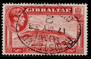 GIBRALTAR GVI SG123, 1½d carmine, FINE USED. CDS